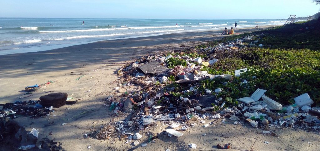 rubbish dumped on a beach